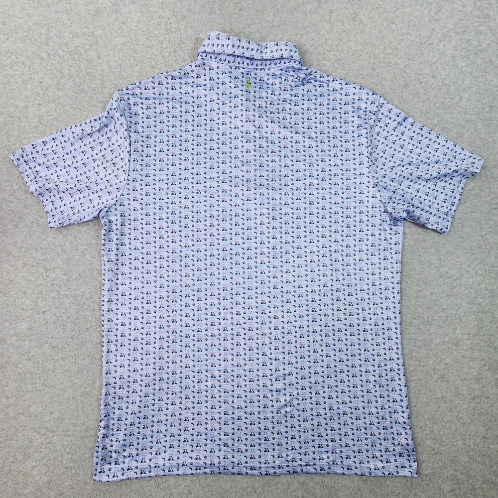 TailorByrd Performance Golf Polo Mens XL Shirt Blue Golf Cart Pattern AOP SPF-30 - Picture 9 of 16
